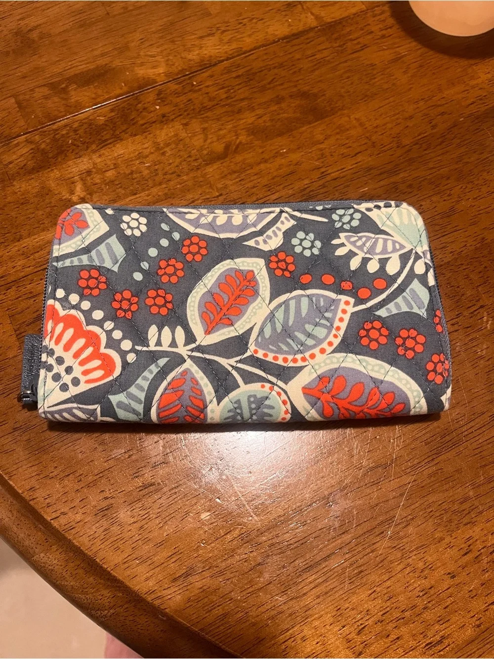 Vera Bradley Floral Zip-Around Wallet - Gray, Coral & Mint B58/c4